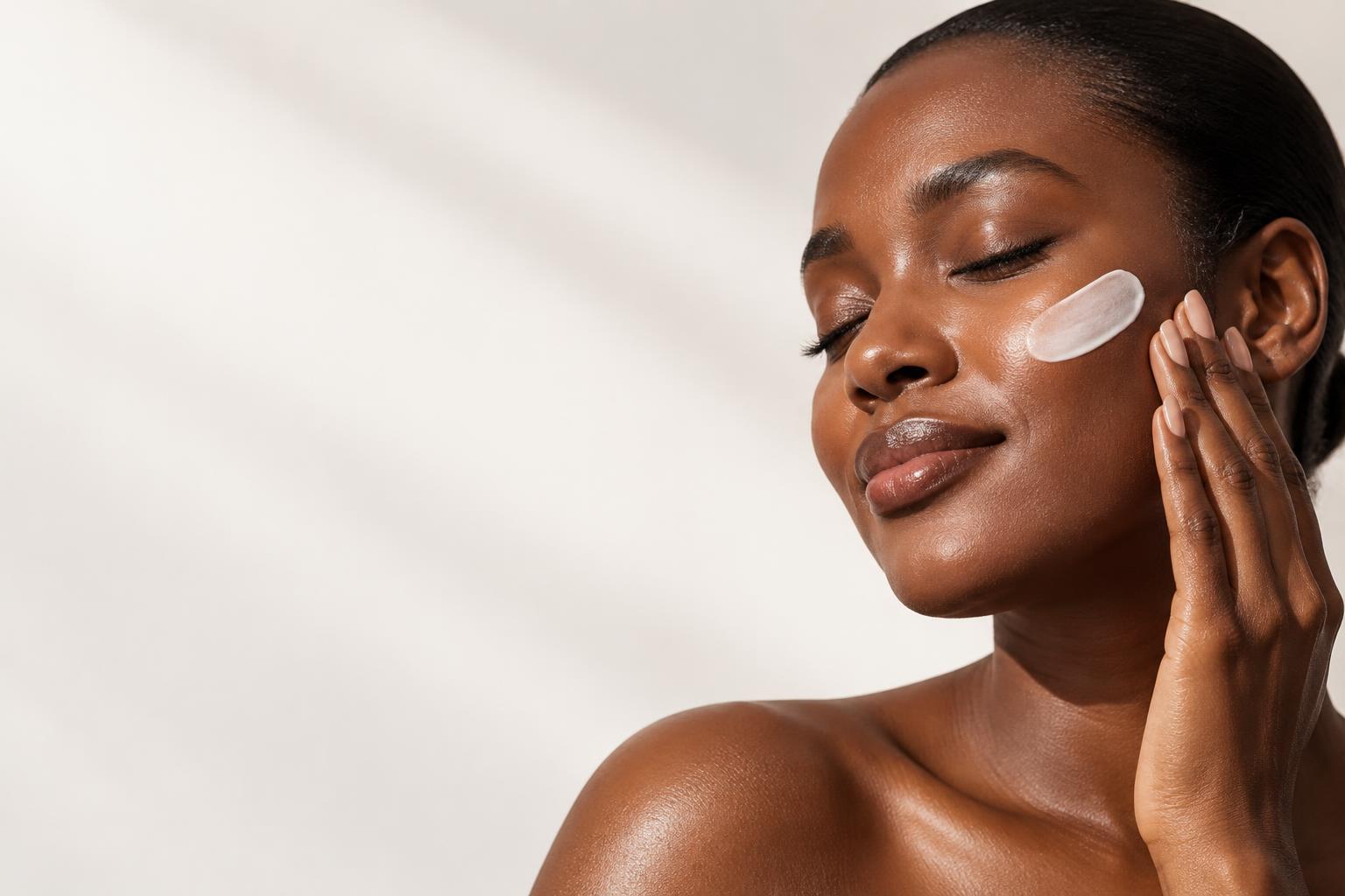 Melanin-rich skin with a touch of daily moisturiser